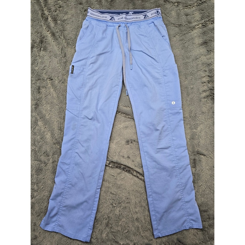 Zoe Alexandra Scrub Pants Light Blue Petite XS Elastic Waist Cargo 3027P